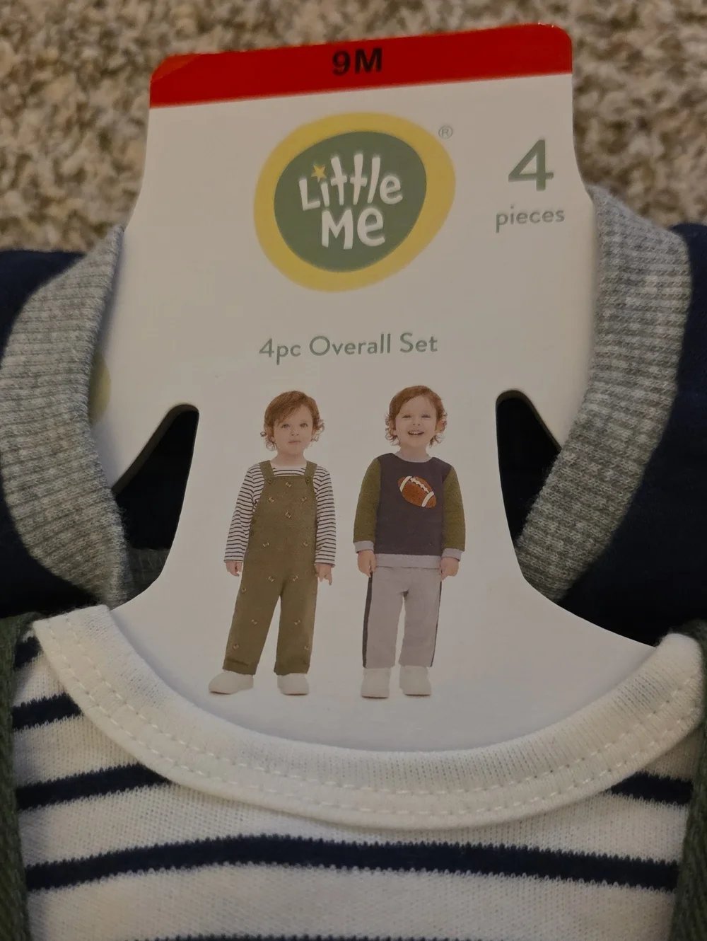 NEW LITTLE ME DINO AND FOOTBALL overall set BUNDLE, 0-9MO